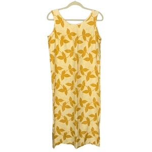 Pineapple Moon Sleeveless Dress 100% Silk Floral Slit‎ Sides Relaxed Fit